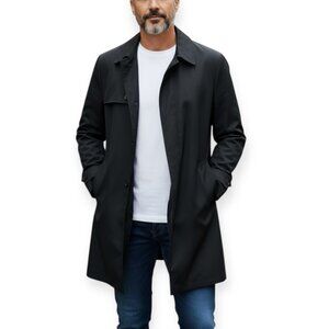 Worsted Tex Men's Trench Coat Button Black Size XL 46R Sherpa Lining